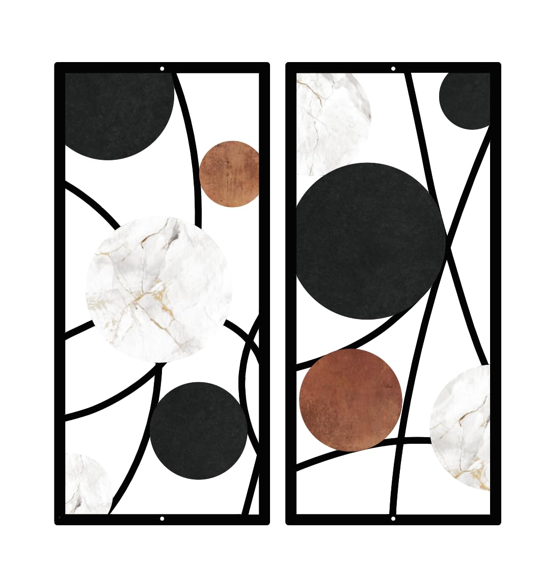 ruelen Set of 2 Minimalist Geometric Wall Decor - Modern Metal Wall Art for Living Room, Bedroom & Office – Abstract 2D Design in Bright Colorful Style