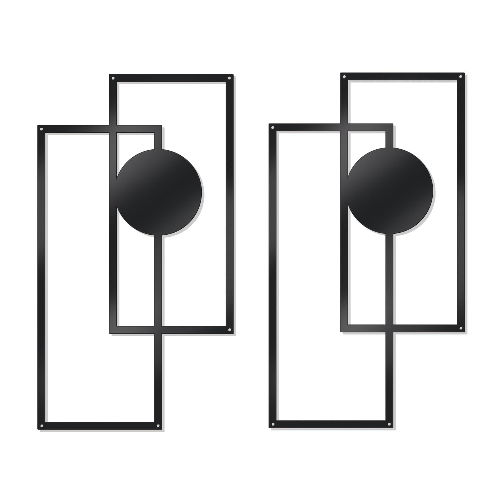 OYEFLY 2 Pcs Metal Abstract Wall Art,Modern Geometric Decor (Black, style 1)