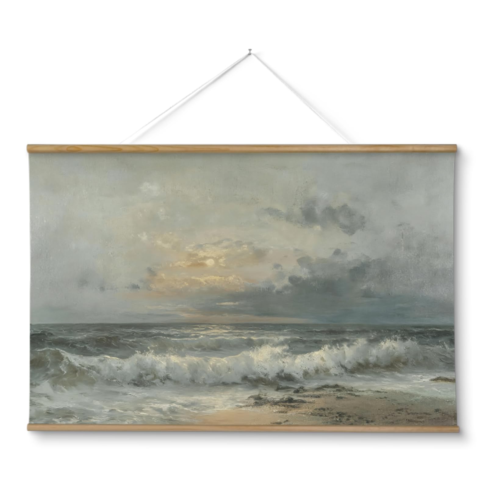 ARPEOTCY Extra Large Vintage Framed Wall Art, 36x54 Inch Farmhouse Retro Meadow Landscape Hanging Framed Canvas Wall Art, Large Rustic Home Decor for Living Room Office Bedroom Above of Bed