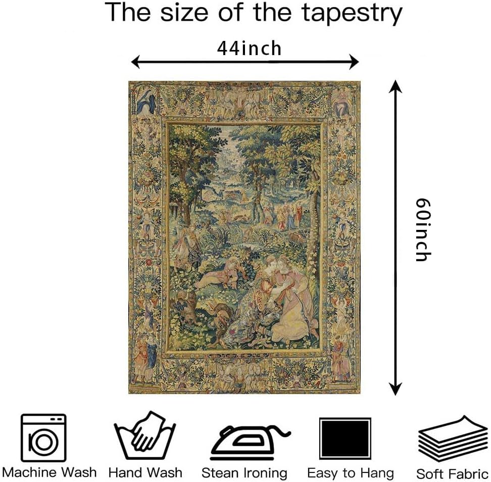 LATETOMT 44x60in Medieval Art Tapestry Renaissance Tapestry Vertical Tapestries Canvas Tapestries Wall Art for Bedroom Living Room Dorm Decor Tablecloth LTMTAYW449