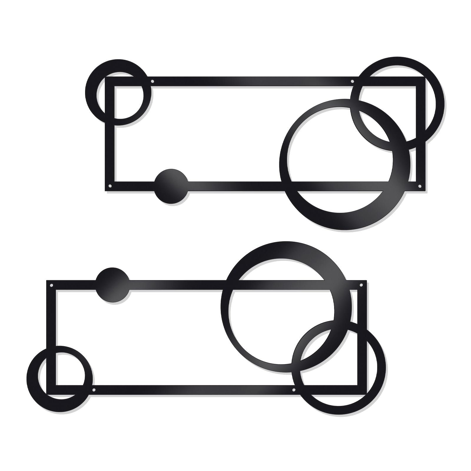 OYEFLY 2 Pcs Metal Abstract Wall Art,Modern Geometric Decor (Black, style 1)