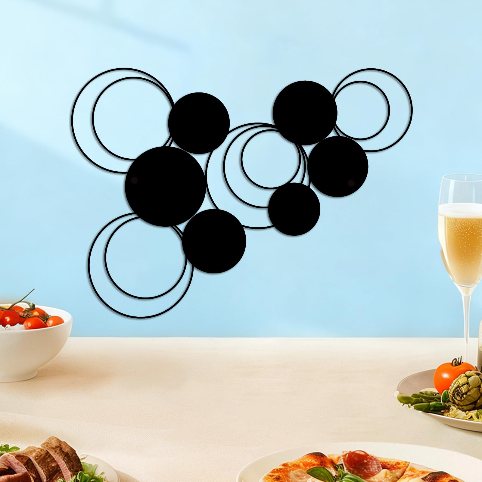 DUOOLN Large 2Pcs Abstract Metal Wall Art Decor, Black Modern Geometric Hanging Sign, Minimalist Single Line Décor Sculptures, Living Room Bedroom Bathroom Office Farmhouse Decoration-17.32 x 9.6 in