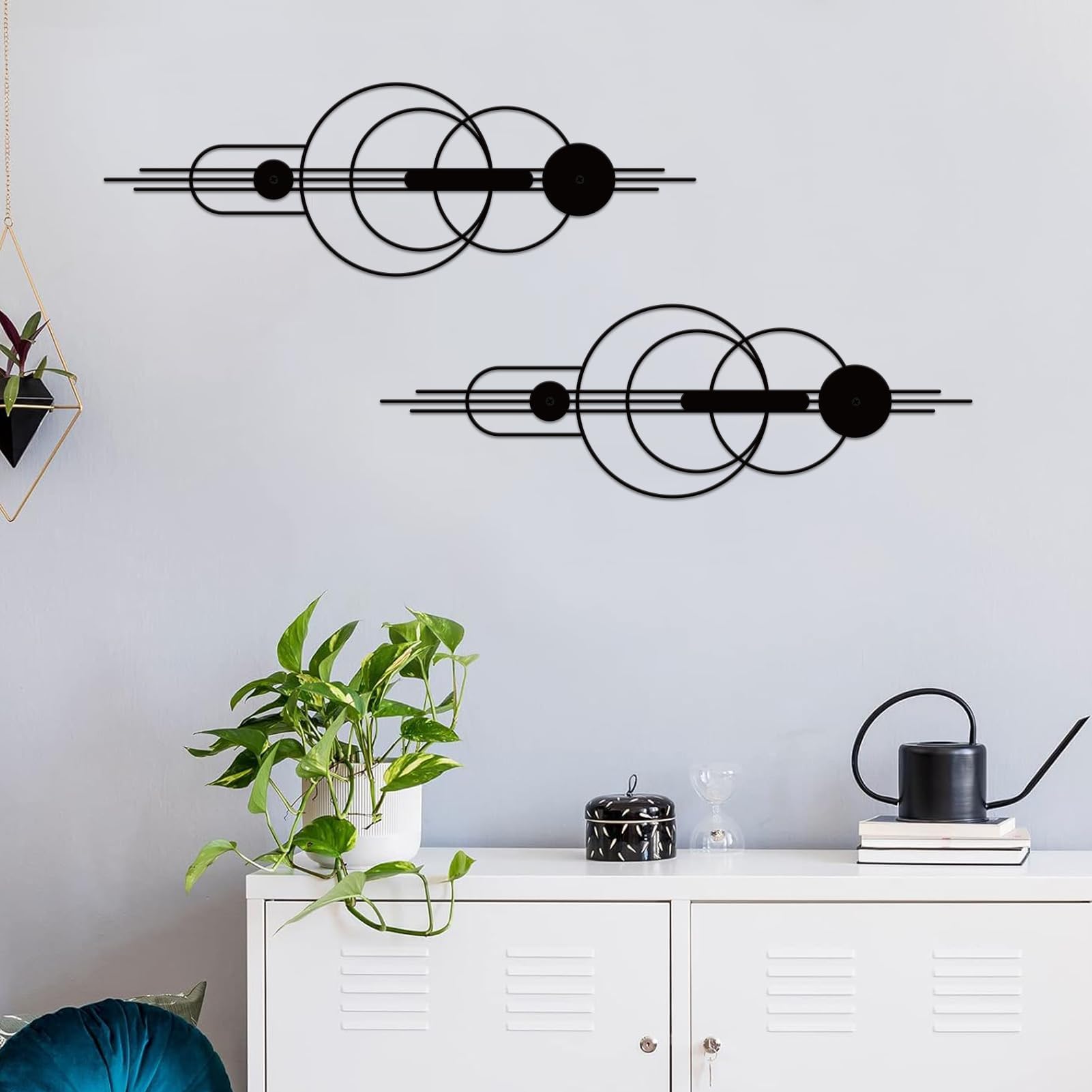 ruelen Set of 2 Minimalist Geometric Wall Decor - Modern Metal Wall Art for Living Room, Bedroom & Office – Abstract 2D Design in Bright Colorful Style