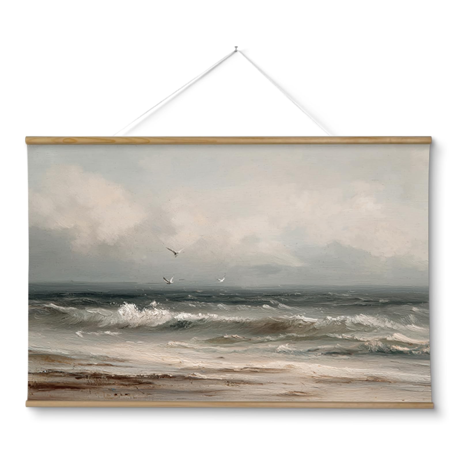 ARPEOTCY Extra Large Vintage Framed Wall Art, 36x54 Inch Farmhouse Retro Meadow Landscape Hanging Framed Canvas Wall Art, Large Rustic Home Decor for Living Room Office Bedroom Above of Bed