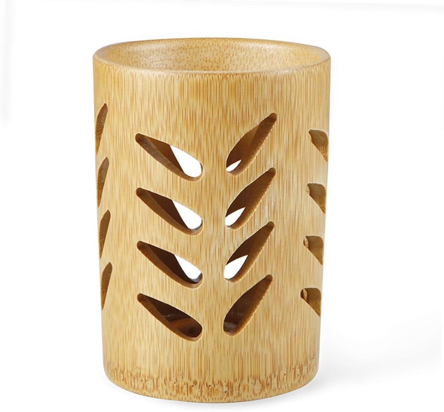 1 PC Leaf Shape Toothbrush Holder Bathroom Wooden Toothbrush Holder Bathroom Toothbrush Accessories Pen Holder Toothbrush Pencil Makeup Brush Storage Holder(Bamboo)