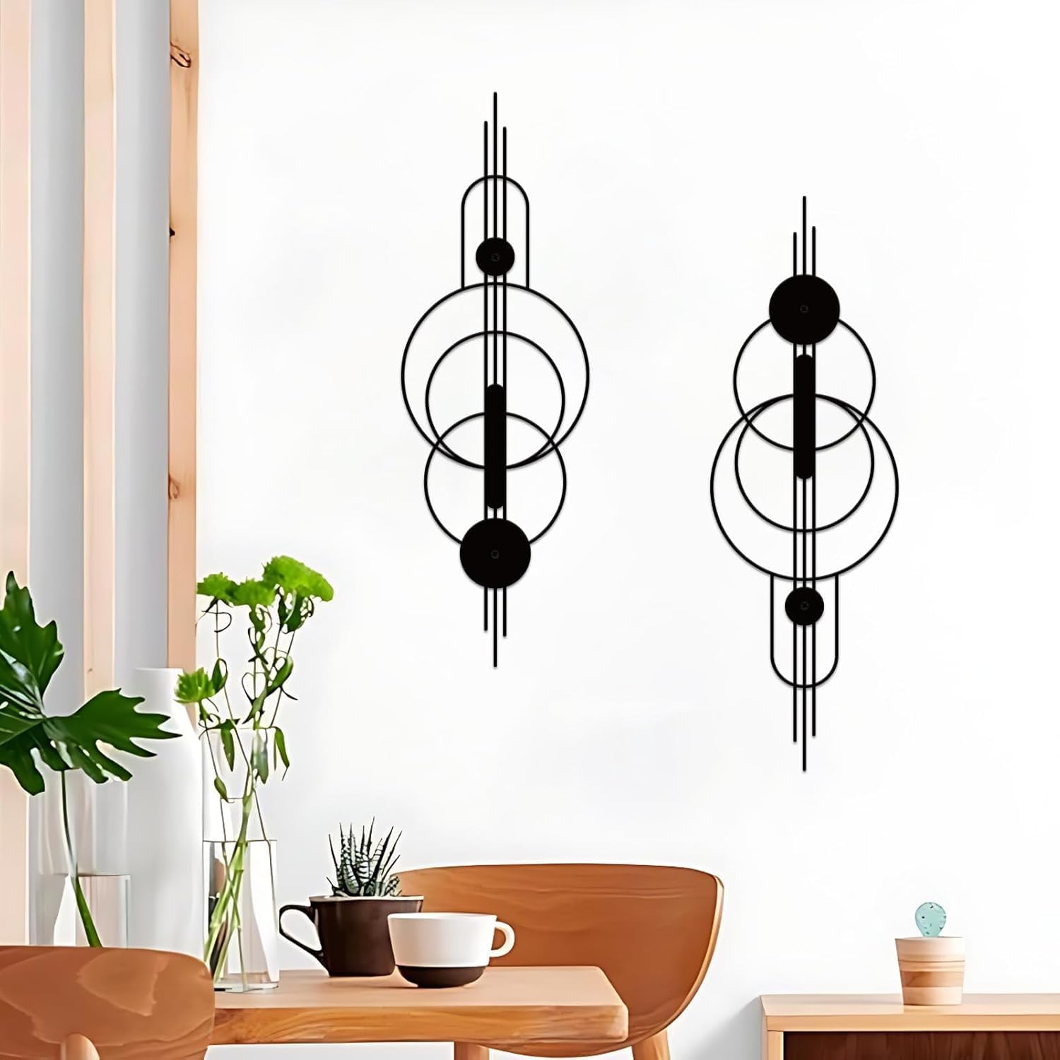 ruelen Set of 2 Minimalist Geometric Wall Decor - Modern Metal Wall Art for Living Room, Bedroom & Office – Abstract 2D Design in Bright Colorful Style
