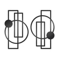 OYEFLY 2 Pcs Metal Abstract Wall Art,Modern Geometric Decor (Black, style 1)