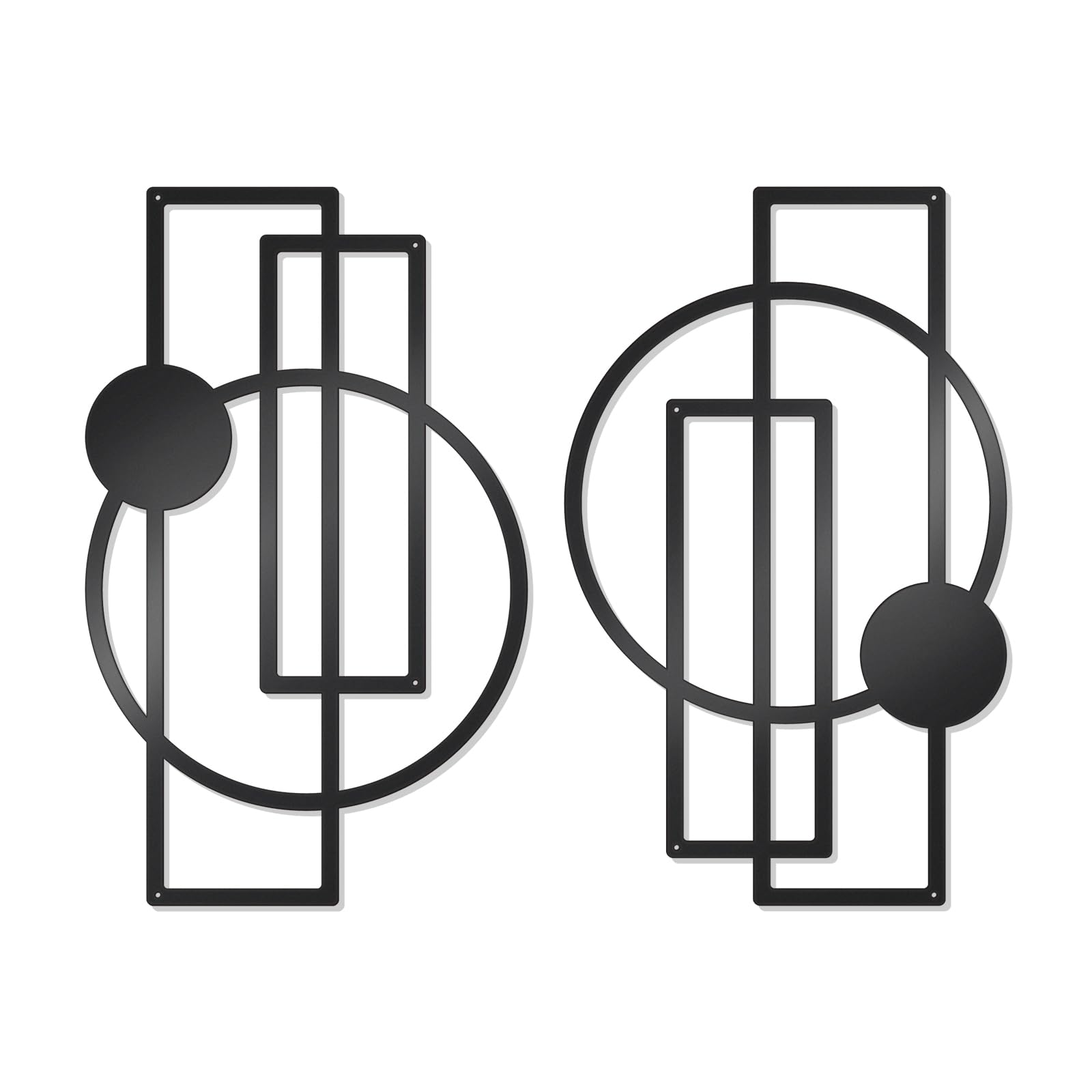 OYEFLY 2 Pcs Metal Abstract Wall Art,Modern Geometric Decor (Black, style 1)