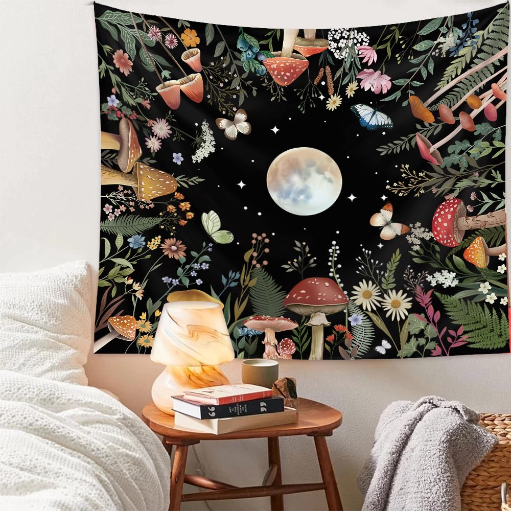 Vintage Flowers Tapestry 48”x36”, Long Vertical Wall Hanging Reference Illustrative Botanical Tapestries for Bedroom Aesthetic Floral Tapistry Botanical Plants Tapestry Wall Hanging Cute Bedroom Decor