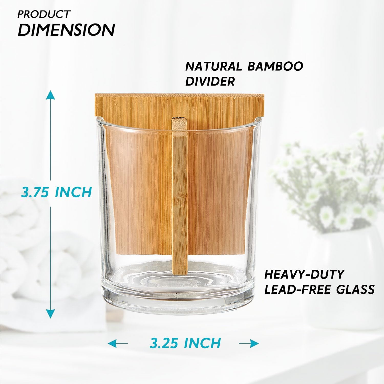 Glass Toothbrush and Toothpaste Holder with Bamboo Divider for Bathroom Countertop, Toothbrush Organizer Stand for Bathroom Vanity Countertops - 1 Pack