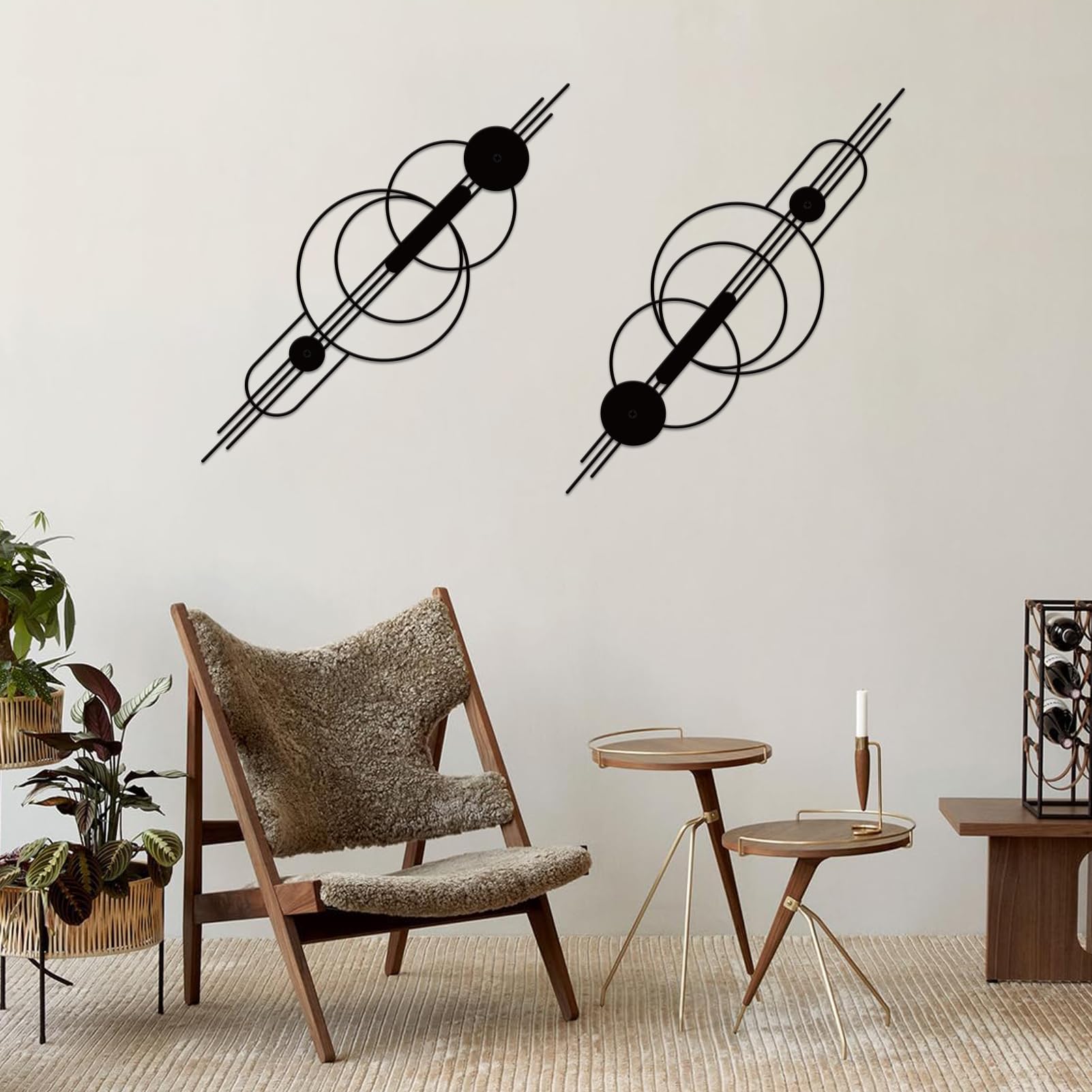ruelen Set of 2 Minimalist Geometric Wall Decor - Modern Metal Wall Art for Living Room, Bedroom & Office – Abstract 2D Design in Bright Colorful Style