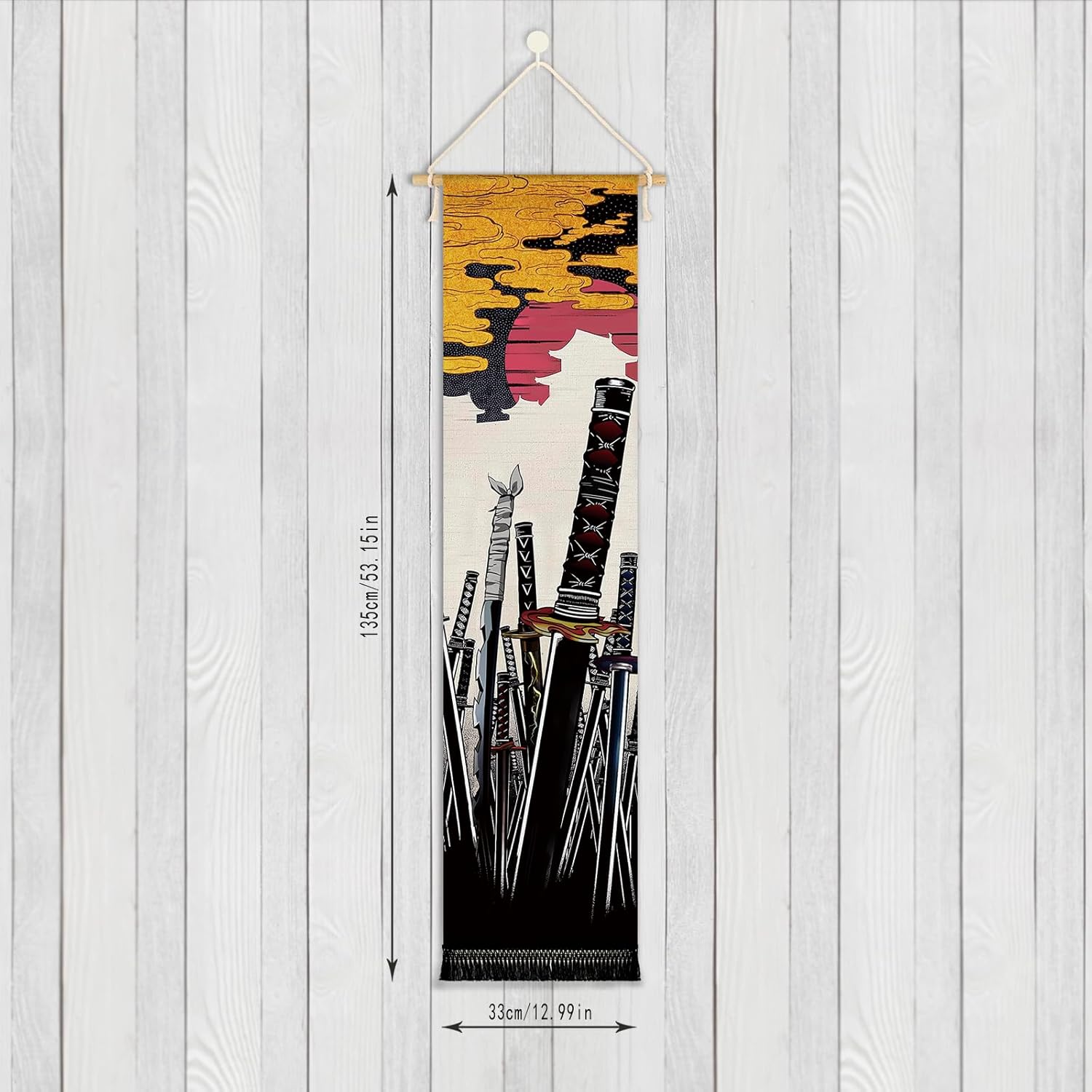 Original Creativity Hanging Poster Canvas Wall Art Banner Anime Sword Series Art Canvas Samurai Katana Japanese Style Tapestry for Wall Decor Hanging Decoration For Room | Dorm Anime Lovers | Premium and Artistic Theme Gift