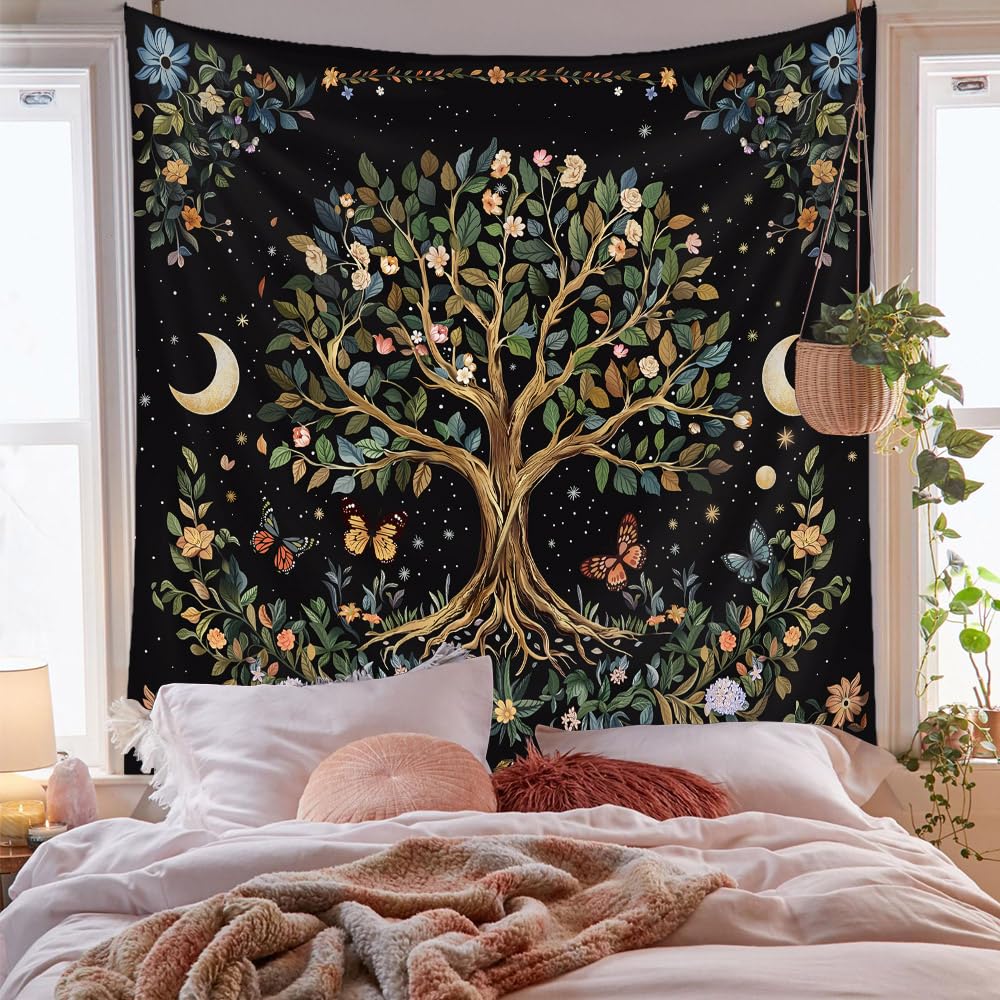 Vintage Flowers Tapestry 48”x36”, Long Vertical Wall Hanging Reference Illustrative Botanical Tapestries for Bedroom Aesthetic Floral Tapistry Botanical Plants Tapestry Wall Hanging Cute Bedroom Decor