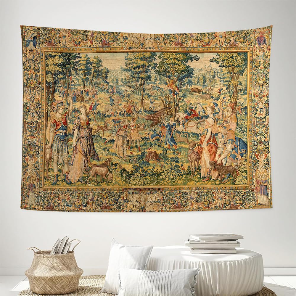 LATETOMT 44x60in Medieval Art Tapestry Renaissance Tapestry Vertical Tapestries Canvas Tapestries Wall Art for Bedroom Living Room Dorm Decor Tablecloth LTMTAYW449