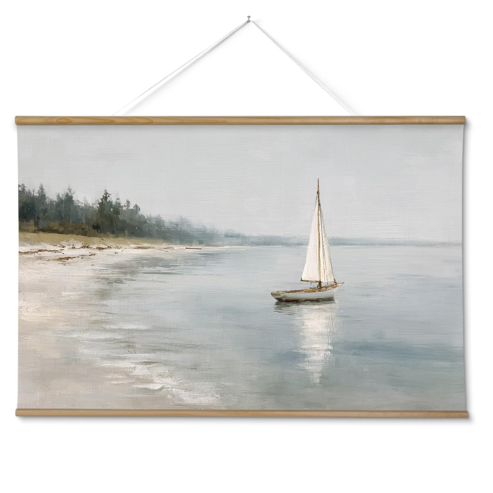 ARPEOTCY Extra Large Vintage Framed Wall Art, 36x54 Inch Farmhouse Retro Meadow Landscape Hanging Framed Canvas Wall Art, Large Rustic Home Decor for Living Room Office Bedroom Above of Bed