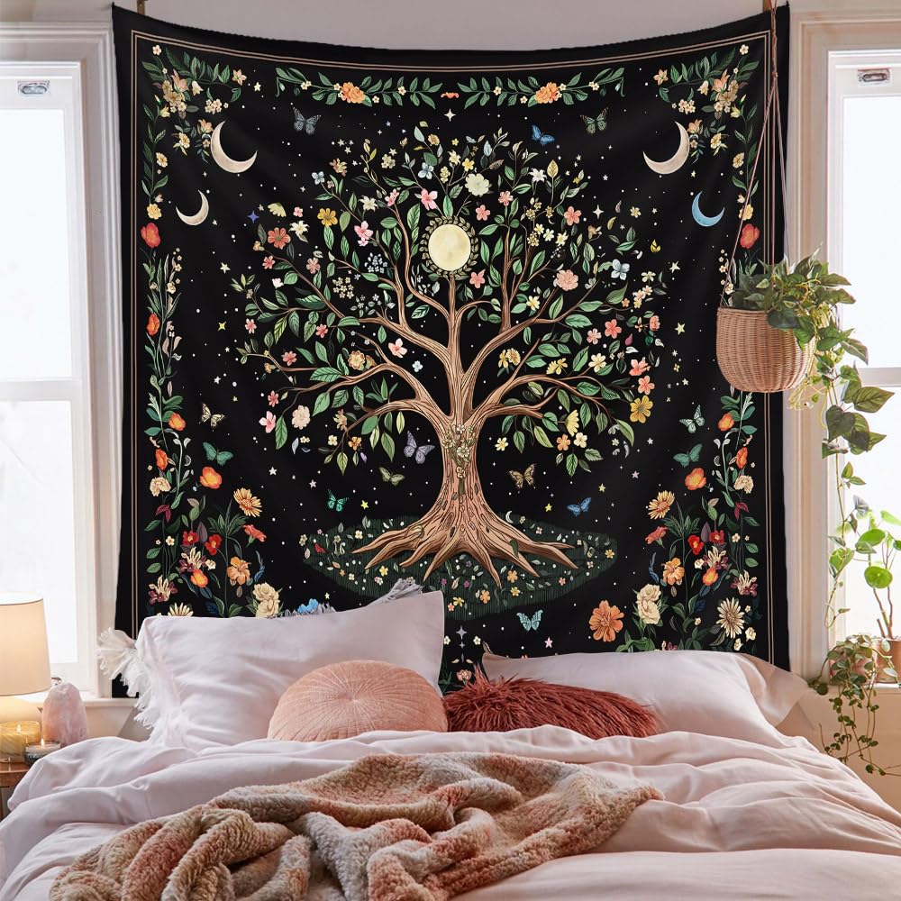 Vintage Flowers Tapestry 48”x36”, Long Vertical Wall Hanging Reference Illustrative Botanical Tapestries for Bedroom Aesthetic Floral Tapistry Botanical Plants Tapestry Wall Hanging Cute Bedroom Decor