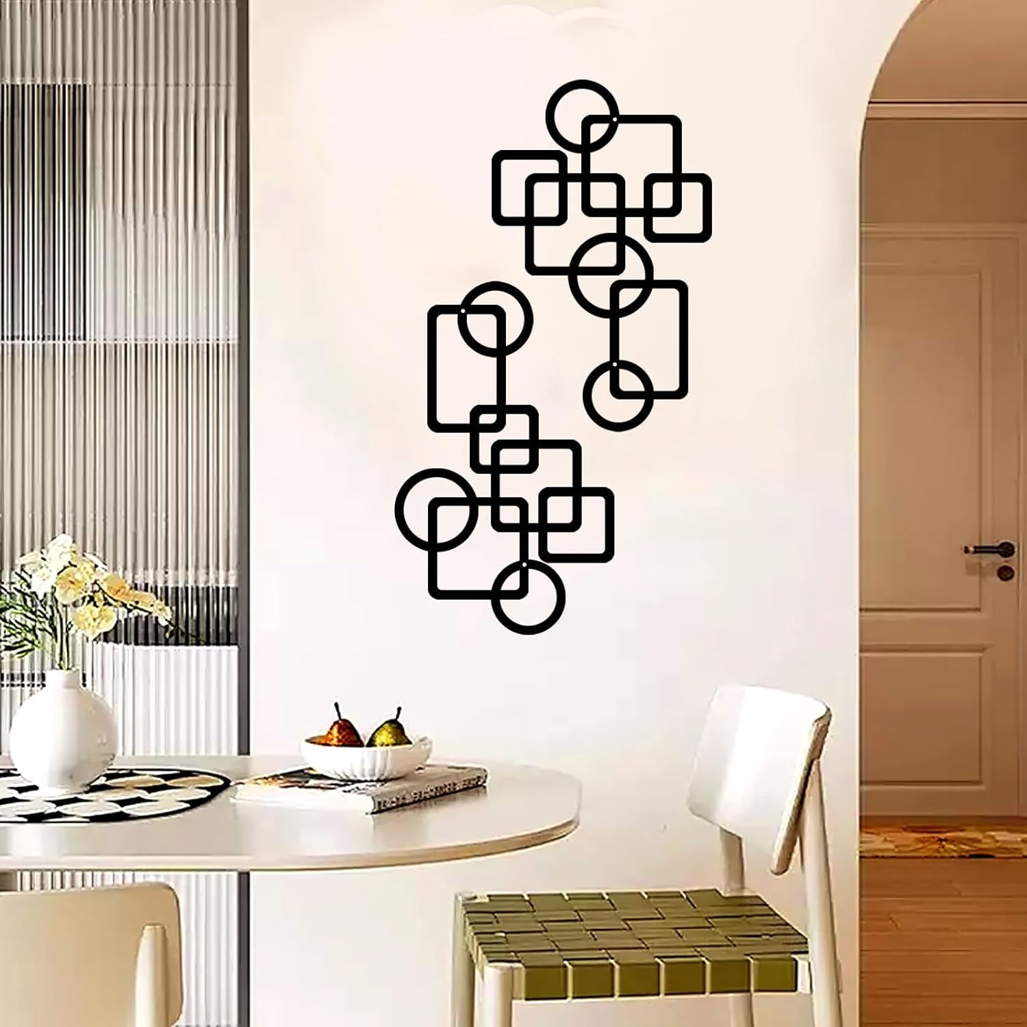 YIYA 2 PCS Black Abstract Metal Wall Art Decoration Minimalist Decor 3D Textured Square Logo Metal Wall Sculpture，for Living Room Bedroom Bathroom Study Room