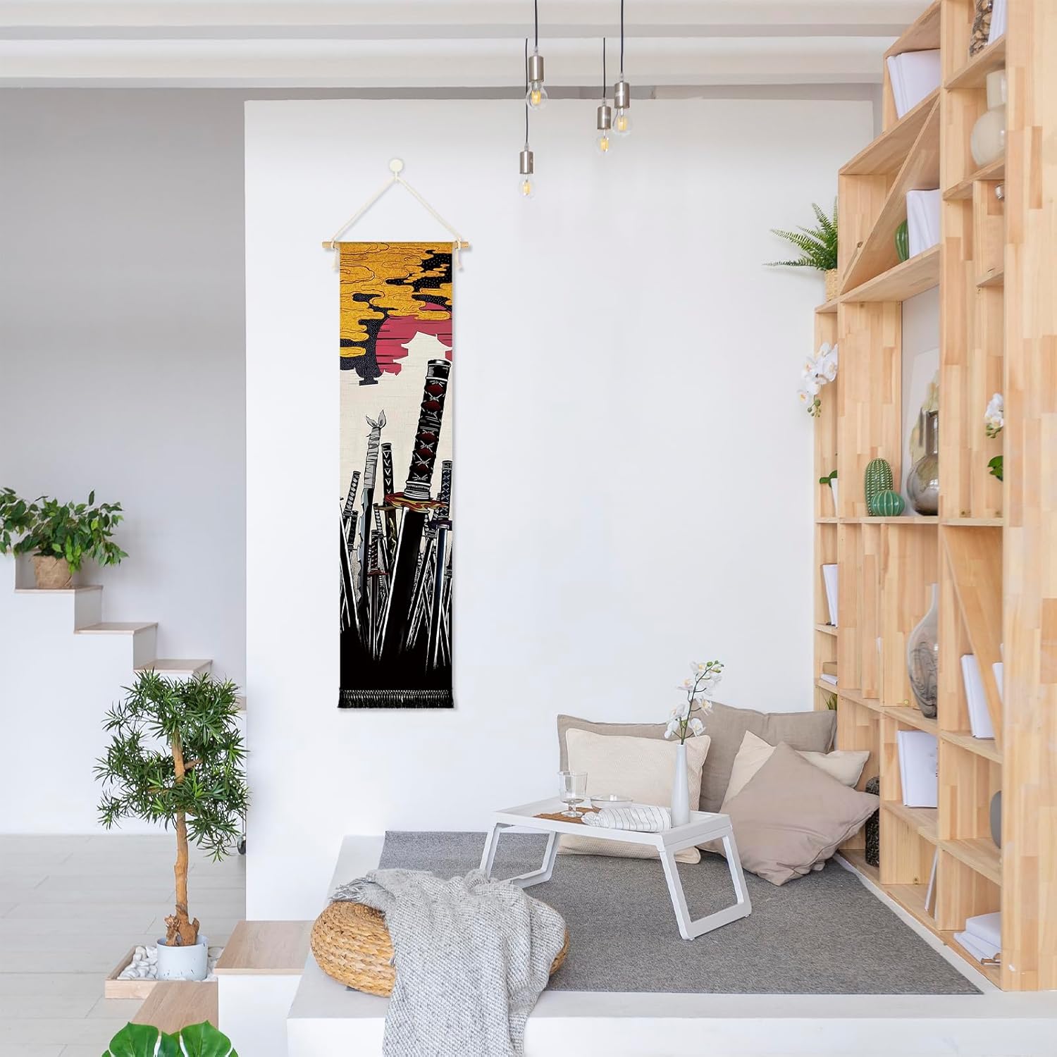 Original Creativity Hanging Poster Canvas Wall Art Banner Anime Sword Series Art Canvas Samurai Katana Japanese Style Tapestry for Wall Decor Hanging Decoration For Room | Dorm Anime Lovers | Premium and Artistic Theme Gift