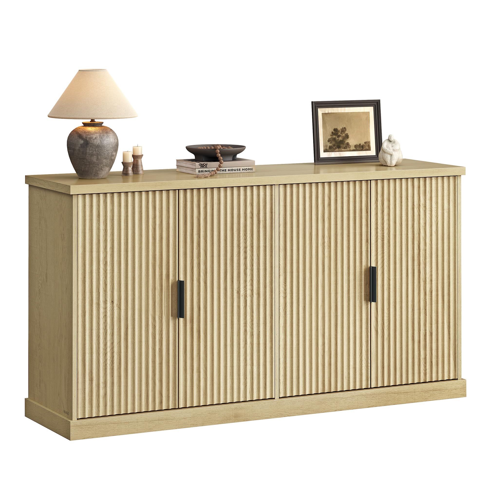 VASAGLE LIRY Collection - Storage Cabinet, Buffet Cabinet, Sideboard, Credenza, with Adjustable Shelves, for Living Room, Entryway, Rustic White and Honey Brown ULSC381W01