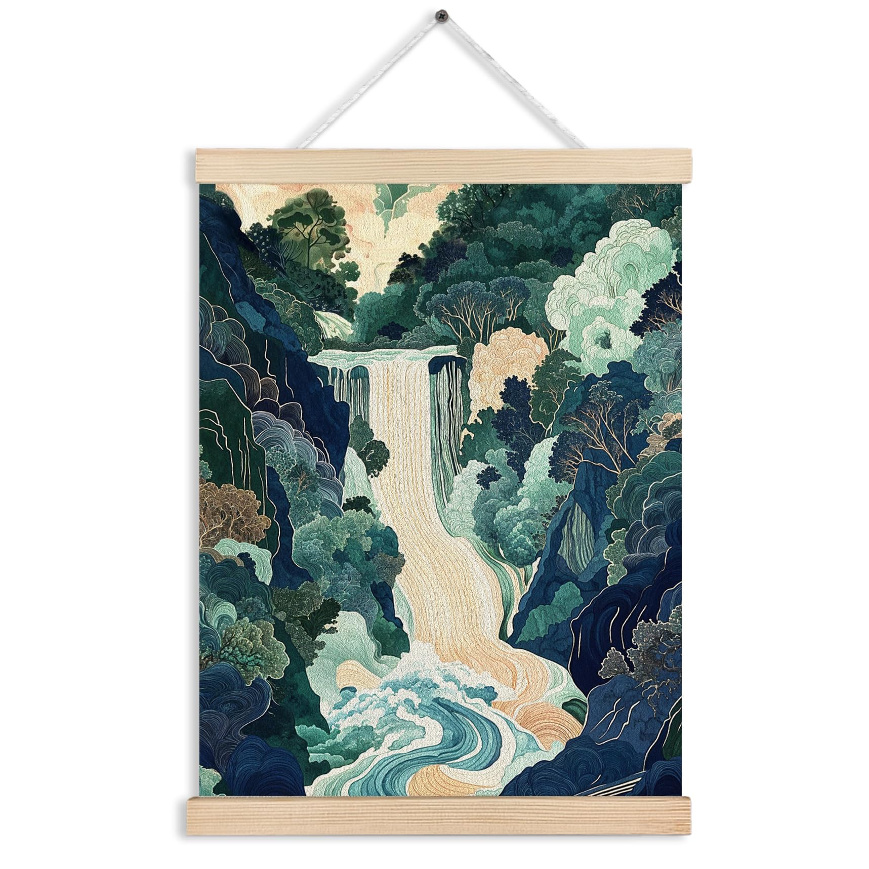 FITIE Abstract Wildflower Green Mountain Scenic Canvas Wall Art Poster, Nature Room Decor, Green Nature Forest Mountain Landscape Wall Decor Prints for Home Bedroom Living Room, 12x16 Inches