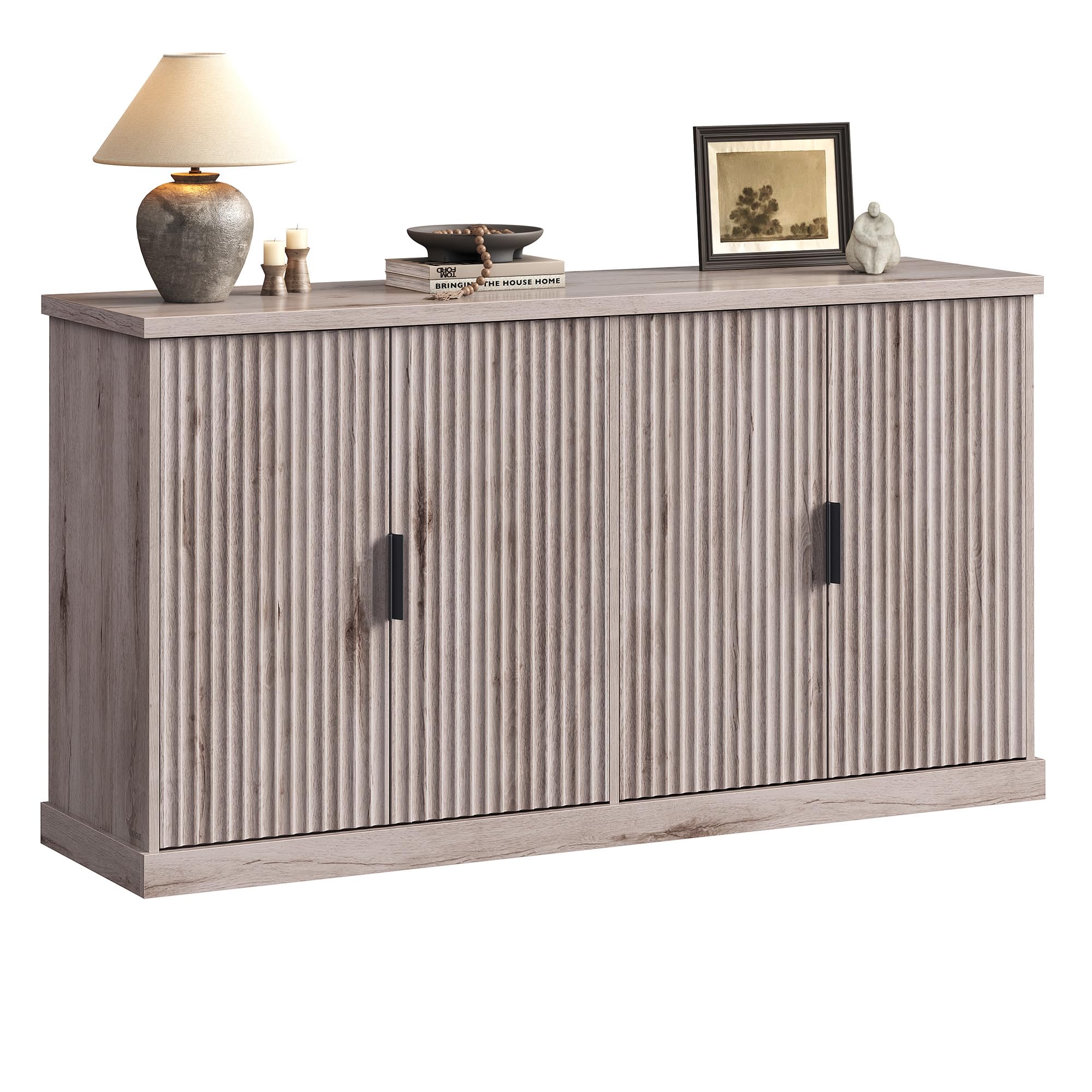 VASAGLE LIRY Collection - Storage Cabinet, Buffet Cabinet, Sideboard, Credenza, with Adjustable Shelves, for Living Room, Entryway, Rustic White and Honey Brown ULSC381W01