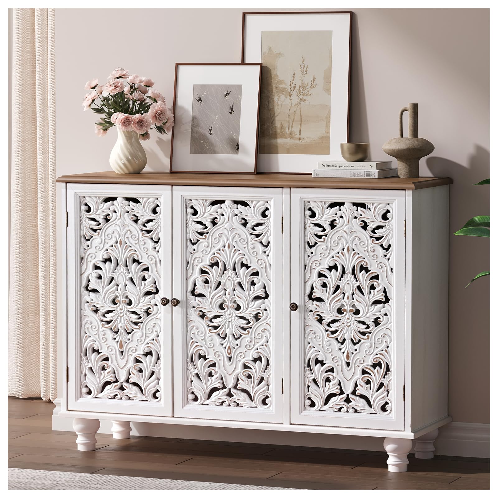 Jiansu furni,63" Sideboard Buffet Cabinet with Arched Glass Doors, Modern Black Kitchen Credenza with Storage, Heavy Duty Coffee Bar Console Table for Dining Room, Living Room, Entryway