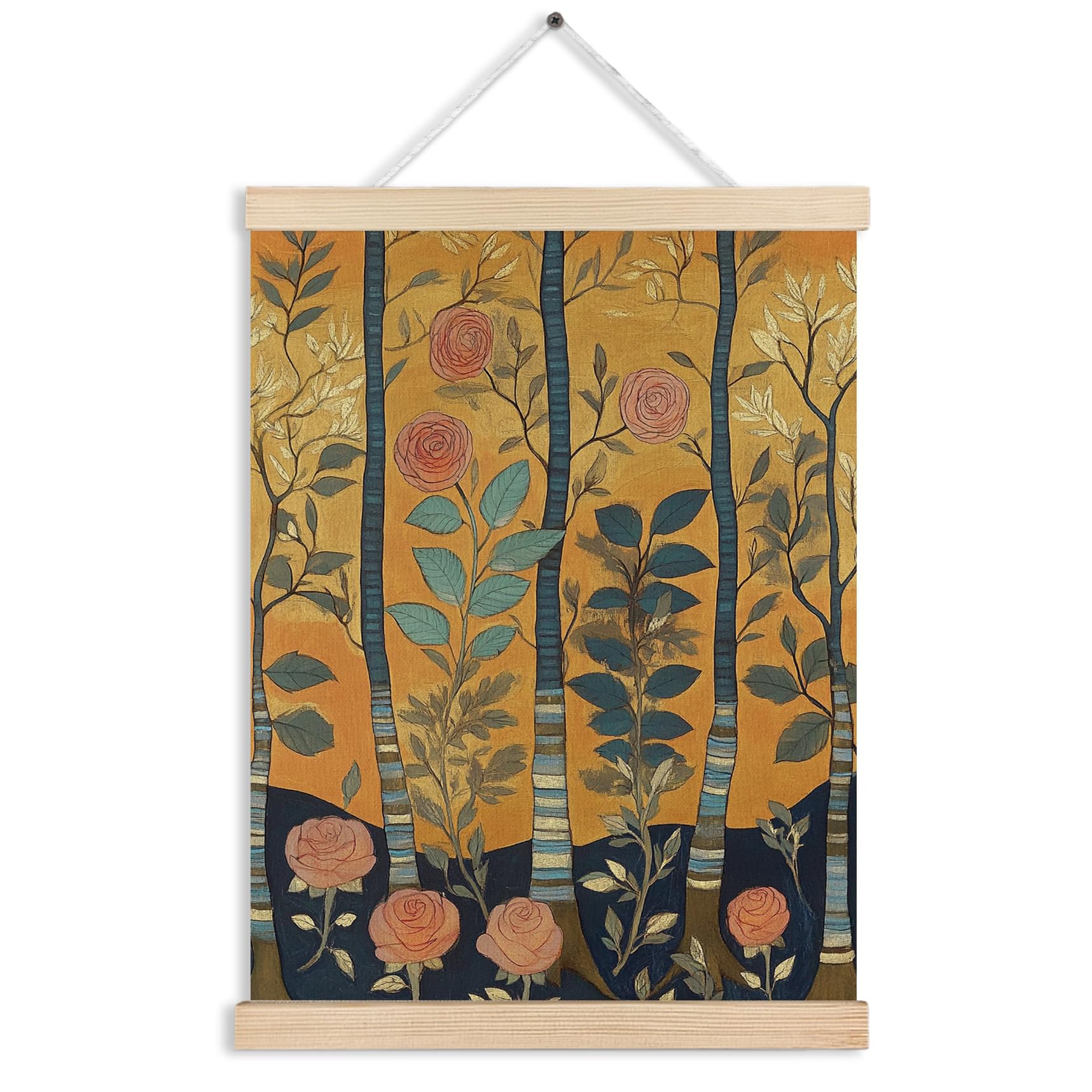 FITIE Abstract Wildflower Green Mountain Scenic Canvas Wall Art Poster, Nature Room Decor, Green Nature Forest Mountain Landscape Wall Decor Prints for Home Bedroom Living Room, 12x16 Inches