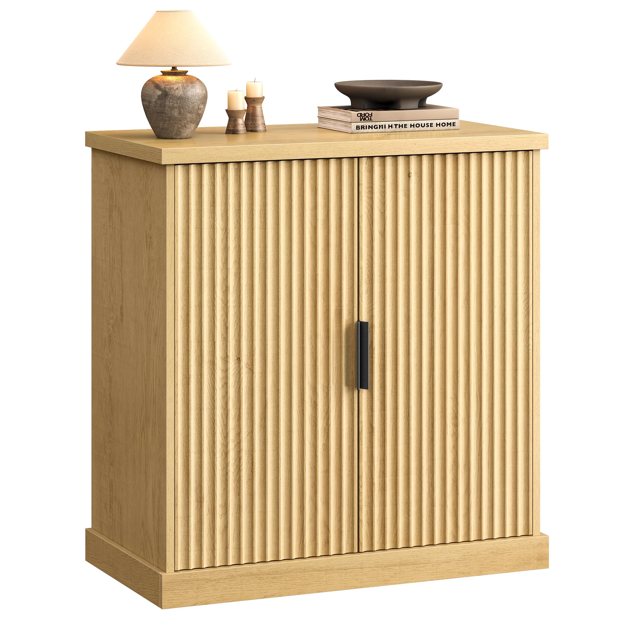 VASAGLE LIRY Collection - Storage Cabinet, Buffet Cabinet, Sideboard, Credenza, with Adjustable Shelves, for Living Room, Entryway, Rustic White and Honey Brown ULSC381W01