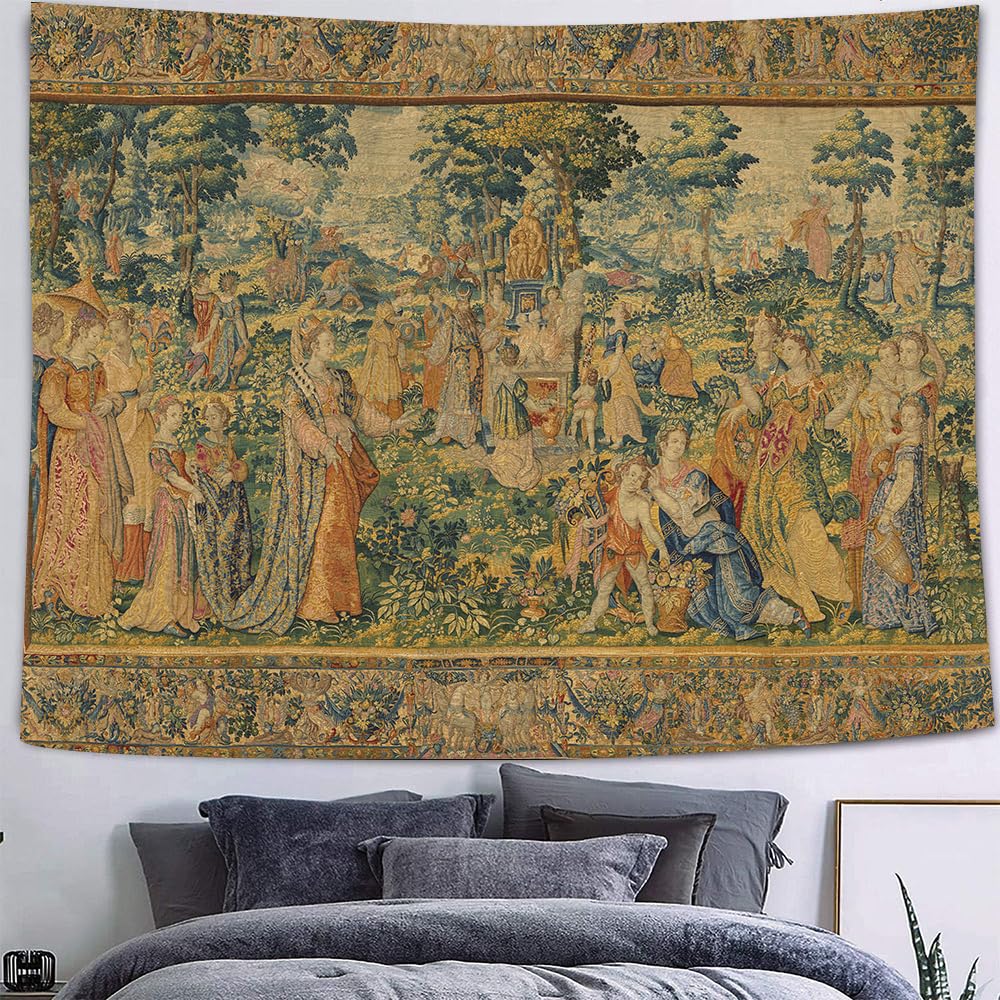 LATETOMT 44x60in Medieval Art Tapestry Renaissance Tapestry Vertical Tapestries Canvas Tapestries Wall Art for Bedroom Living Room Dorm Decor Tablecloth LTMTAYW449