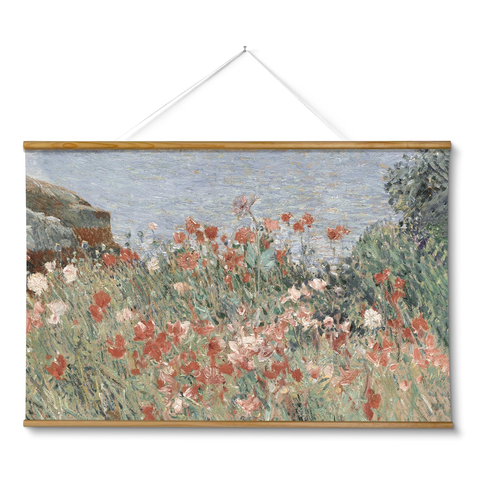 ARPEOTCY Extra Large Vintage Framed Wall Art, 36x54 Inch Farmhouse Retro Meadow Landscape Hanging Framed Canvas Wall Art, Large Rustic Home Decor for Living Room Office Bedroom Above of Bed